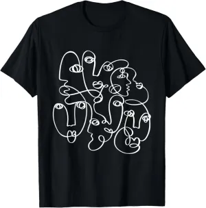 Abstract Faces Modern Minimalist Line Art Trendy Aesthetic T-Shirt
