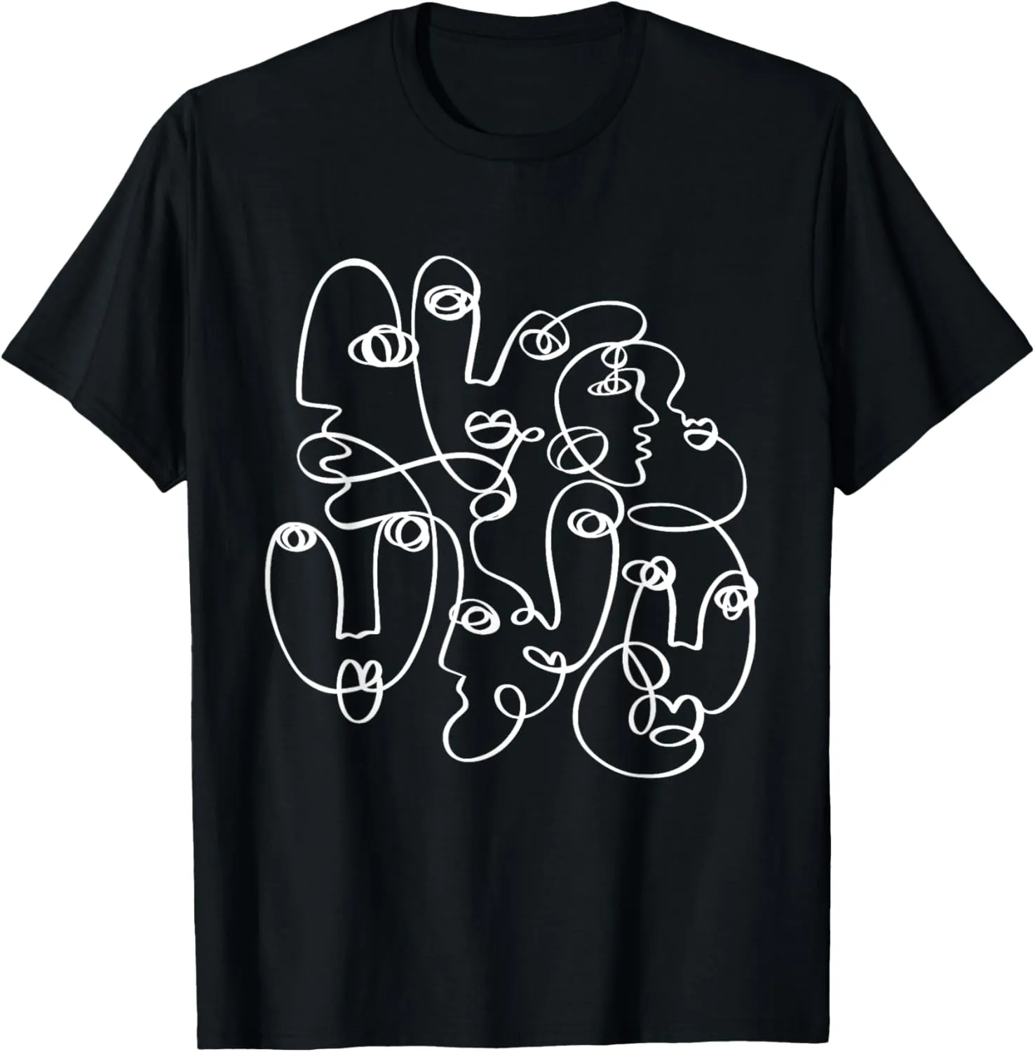 Abstract Faces Modern Minimalist Line Art Trendy Aesthetic T-Shirt