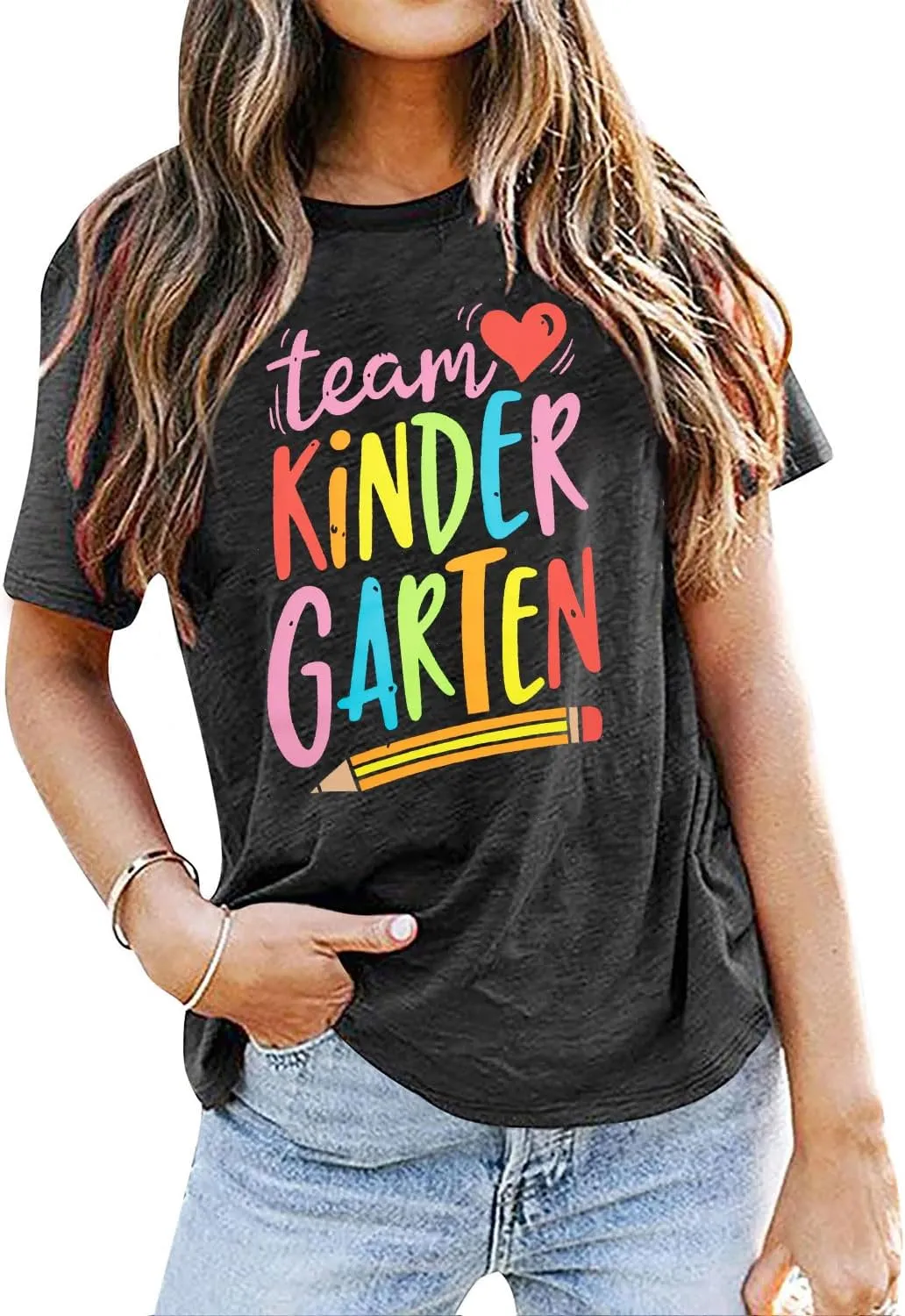 ALLTB Kindergarten Teacher Shirts Women First Day of School Shirt Teacher Life Floral Flower Tee Tops T-Shirt
