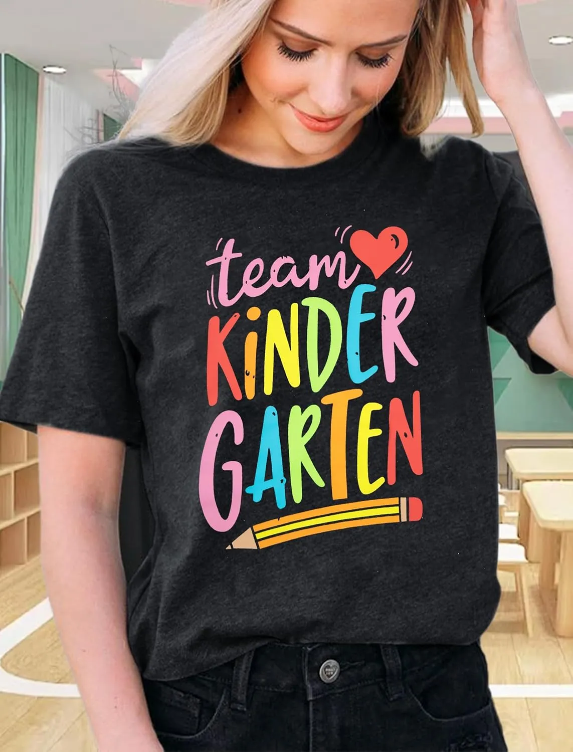 ALLTB Kindergarten Teacher Shirts Women First Day of School Shirt Teacher Life Floral Flower Tee Tops T-Shirt