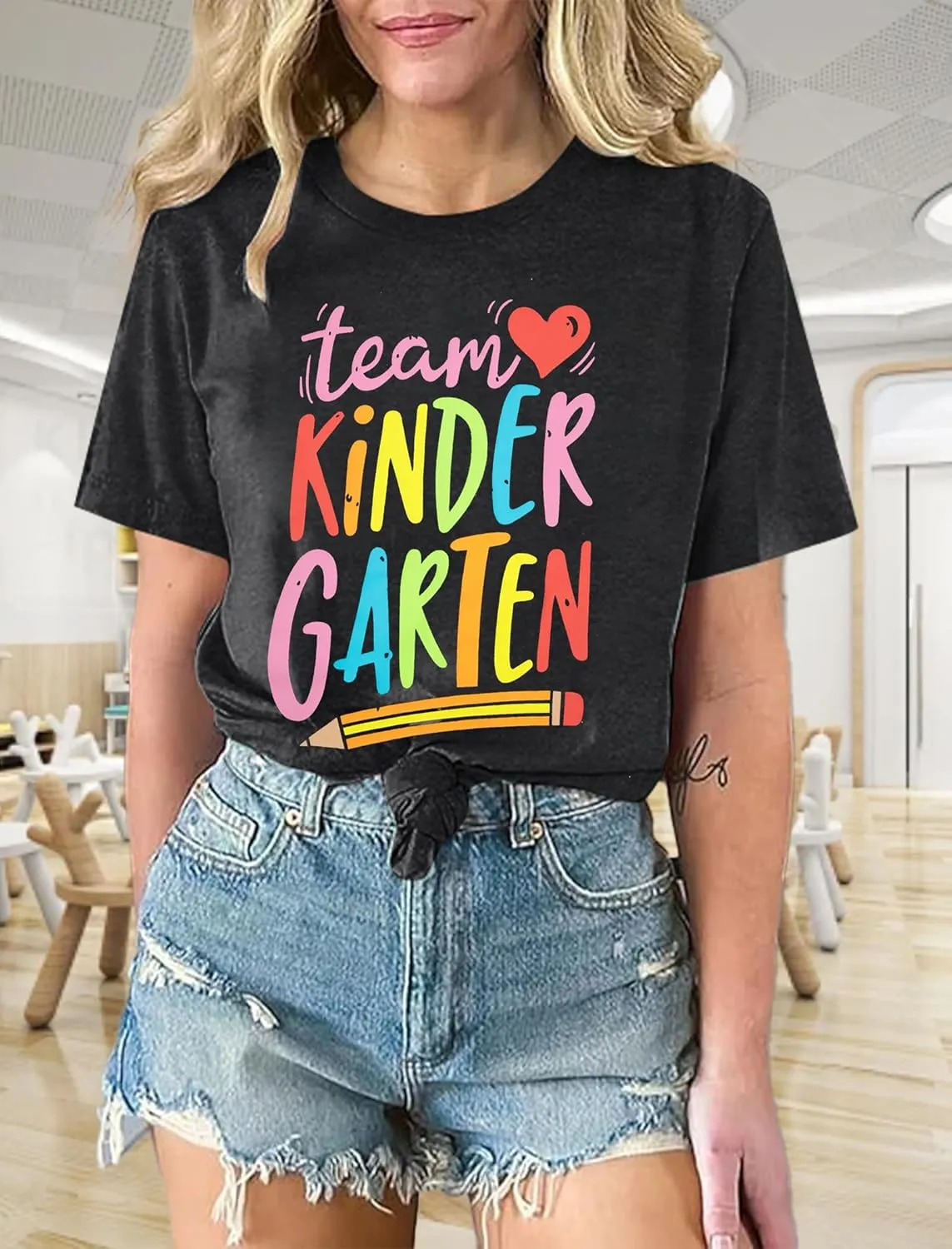 ALLTB Kindergarten Teacher Shirts Women First Day of School Shirt Teacher Life Floral Flower Tee Tops T-Shirt