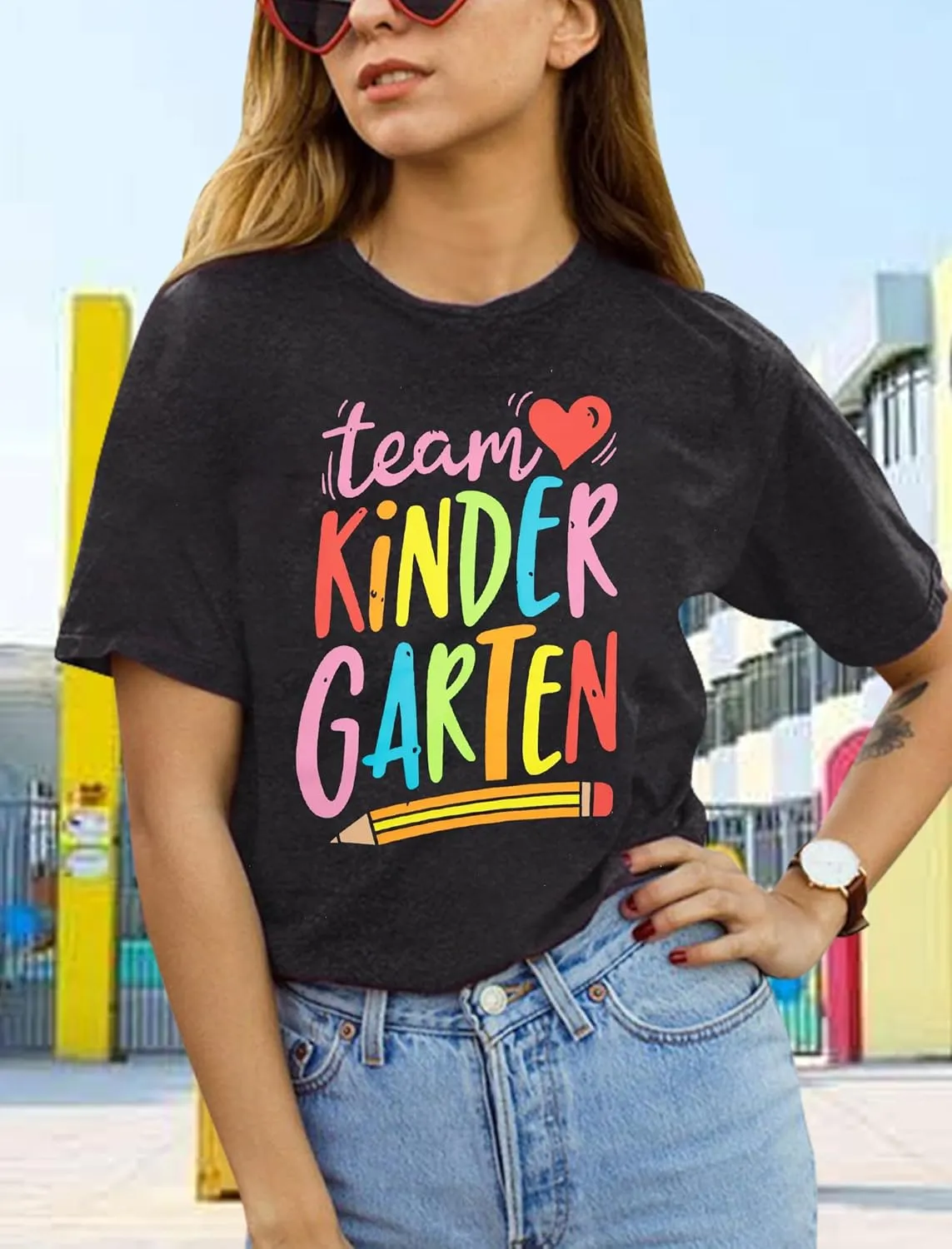 ALLTB Kindergarten Teacher Shirts Women First Day of School Shirt Teacher Life Floral Flower Tee Tops T-Shirt