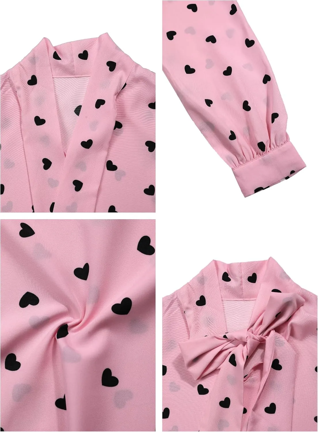 Avanova Women Tie Neck Bishop Long Sleeve Shirts Casual Work Blouses Tops