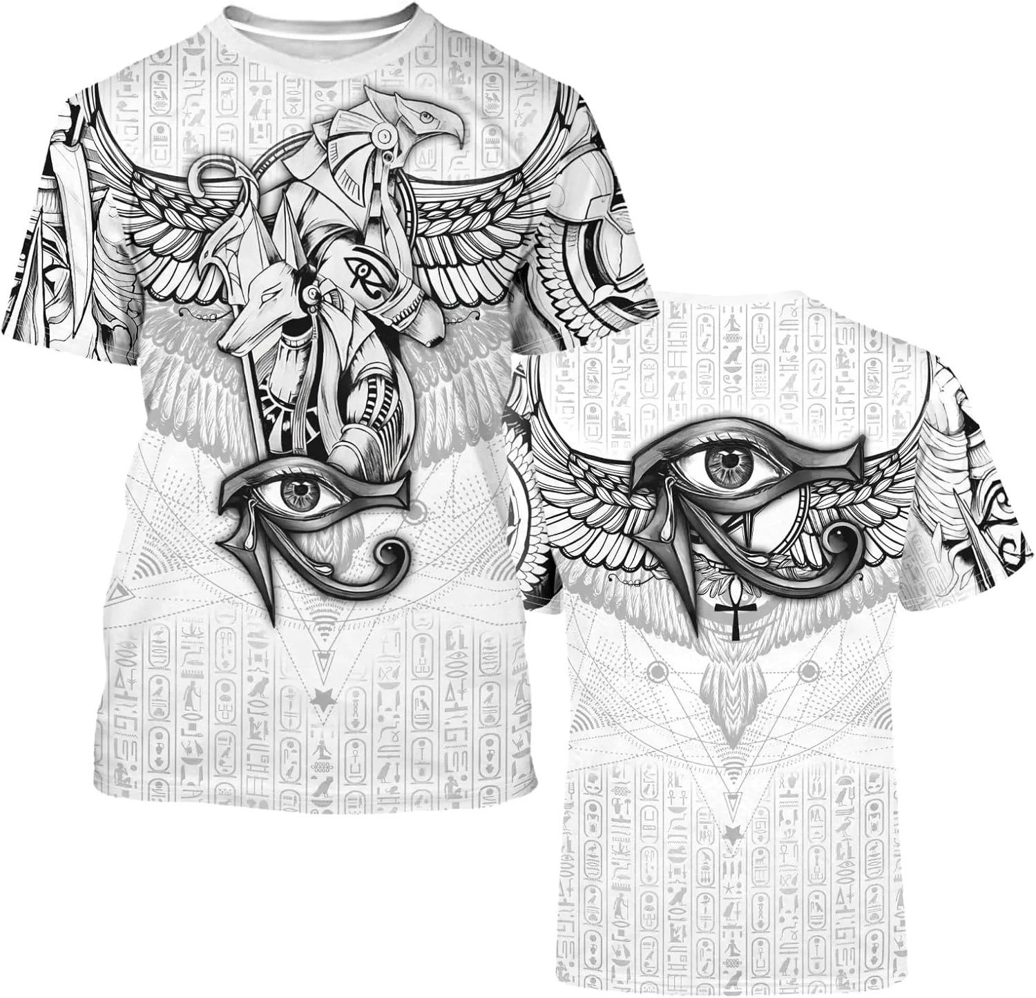 BJU Ancient Egypt Graphic T-Shirt Crewneck Tee 3D Printed Short Sleeve Loose Casual Top Unisex