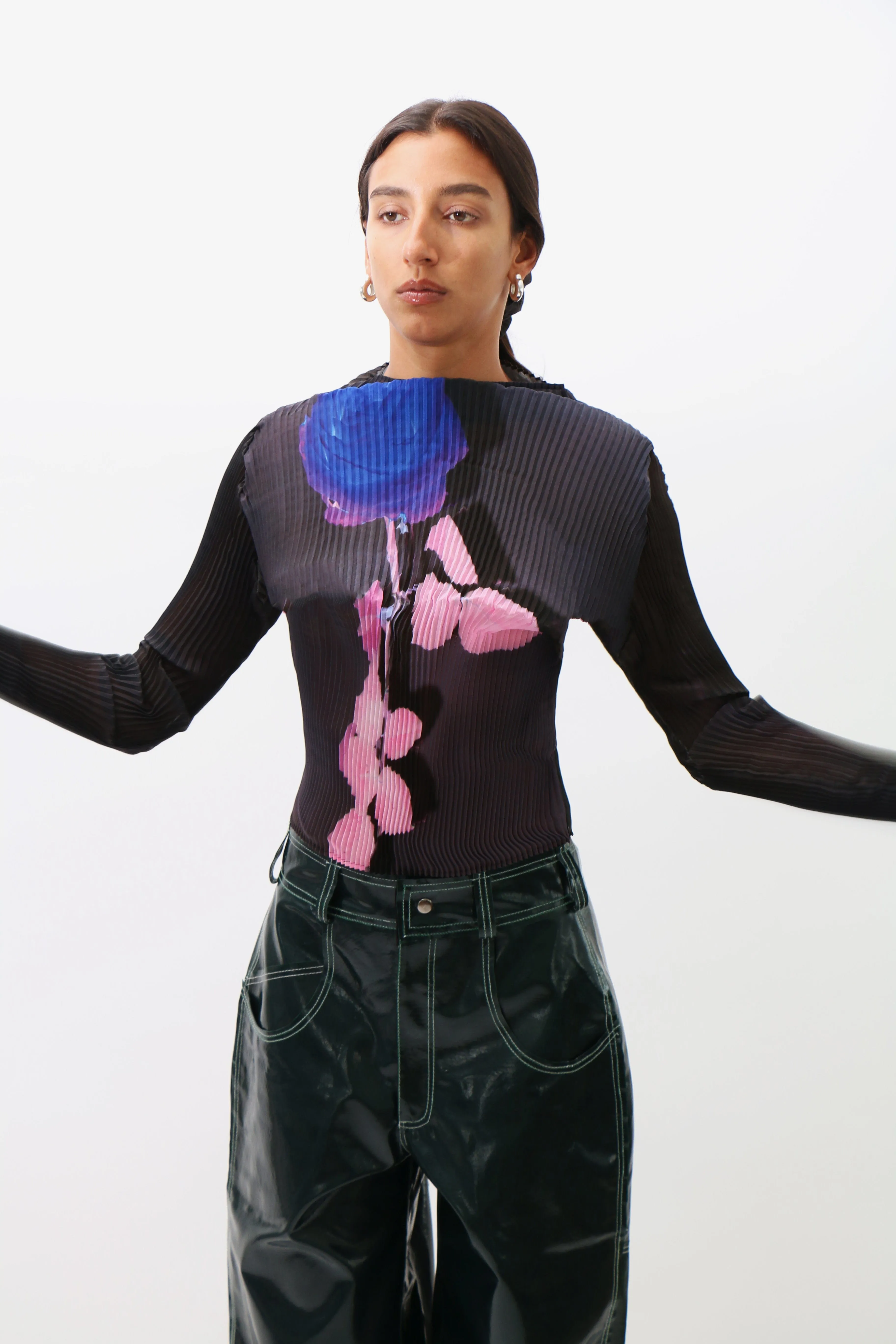 Blue Rose Lee Pleated Top