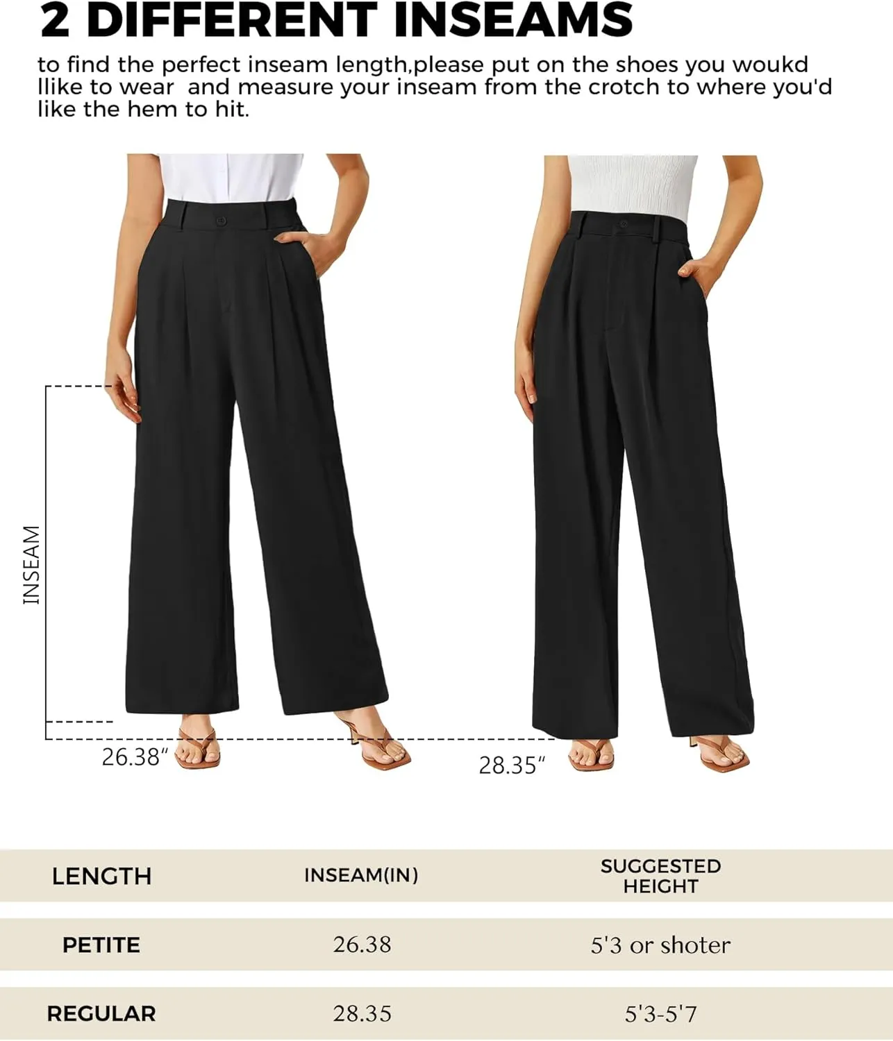 Buauty Womens Wide Leg Pants High Stretchy Waisted Dress Pants Business Casual Work Trousers Dressy Outfits with Pockets