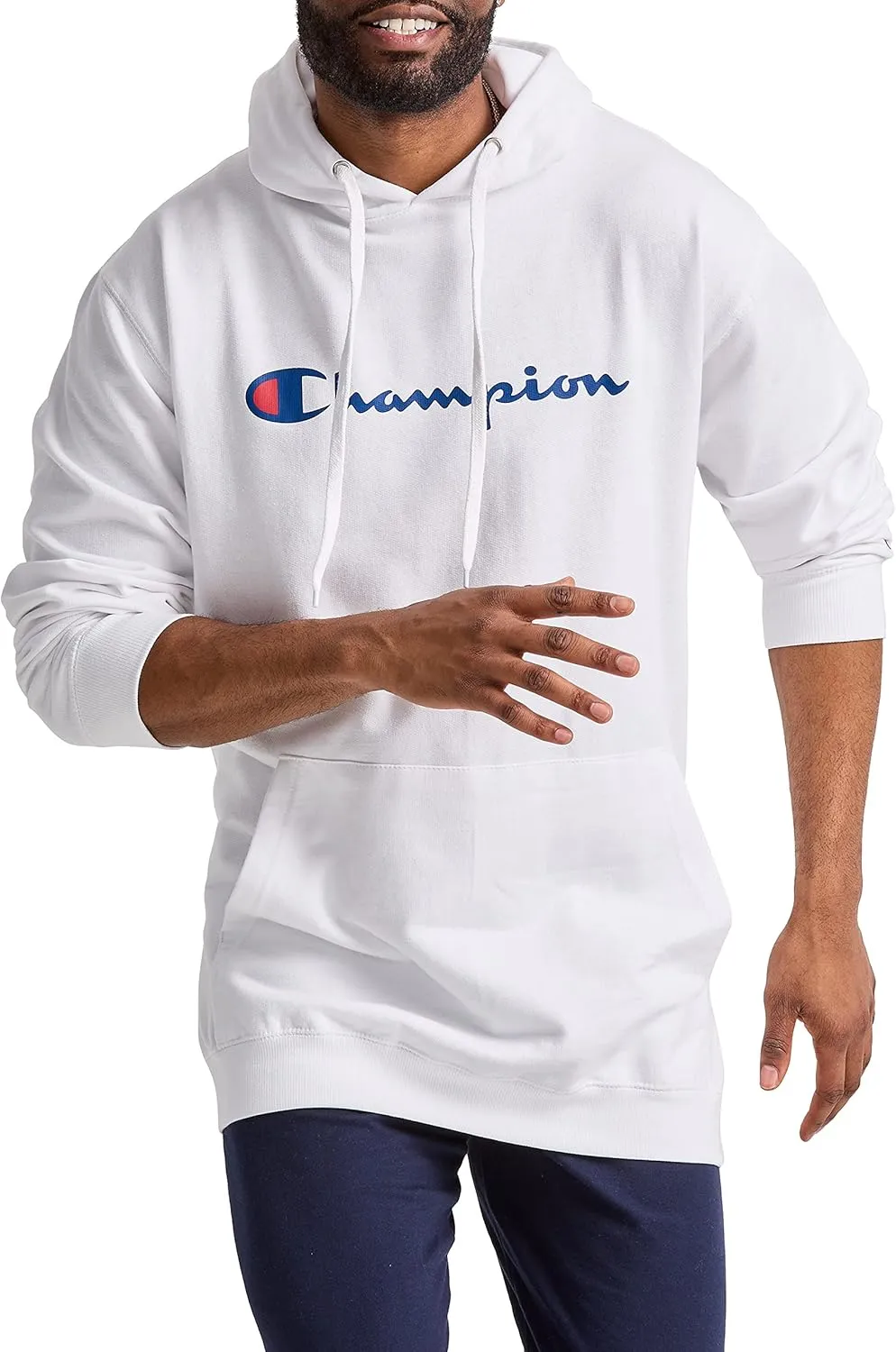 Champion Men's Powerblend Fleece Hoodie Sweatshirt with Script Logo (Regular and Big & Tall)