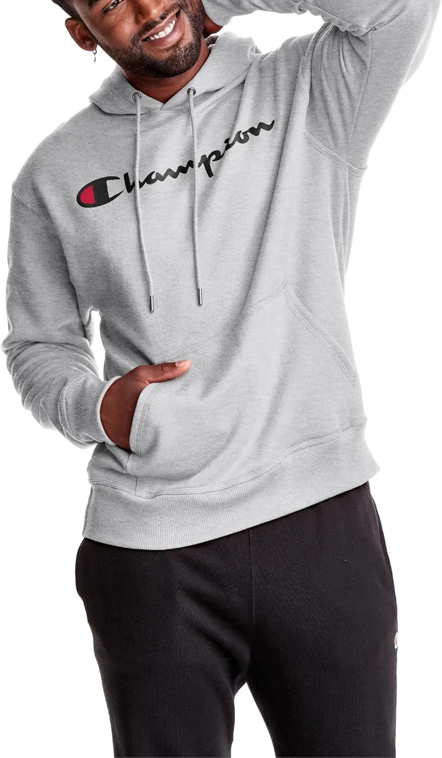 Champion Men's Powerblend Fleece Hoodie Sweatshirt with Script Logo (Regular and Big & Tall)