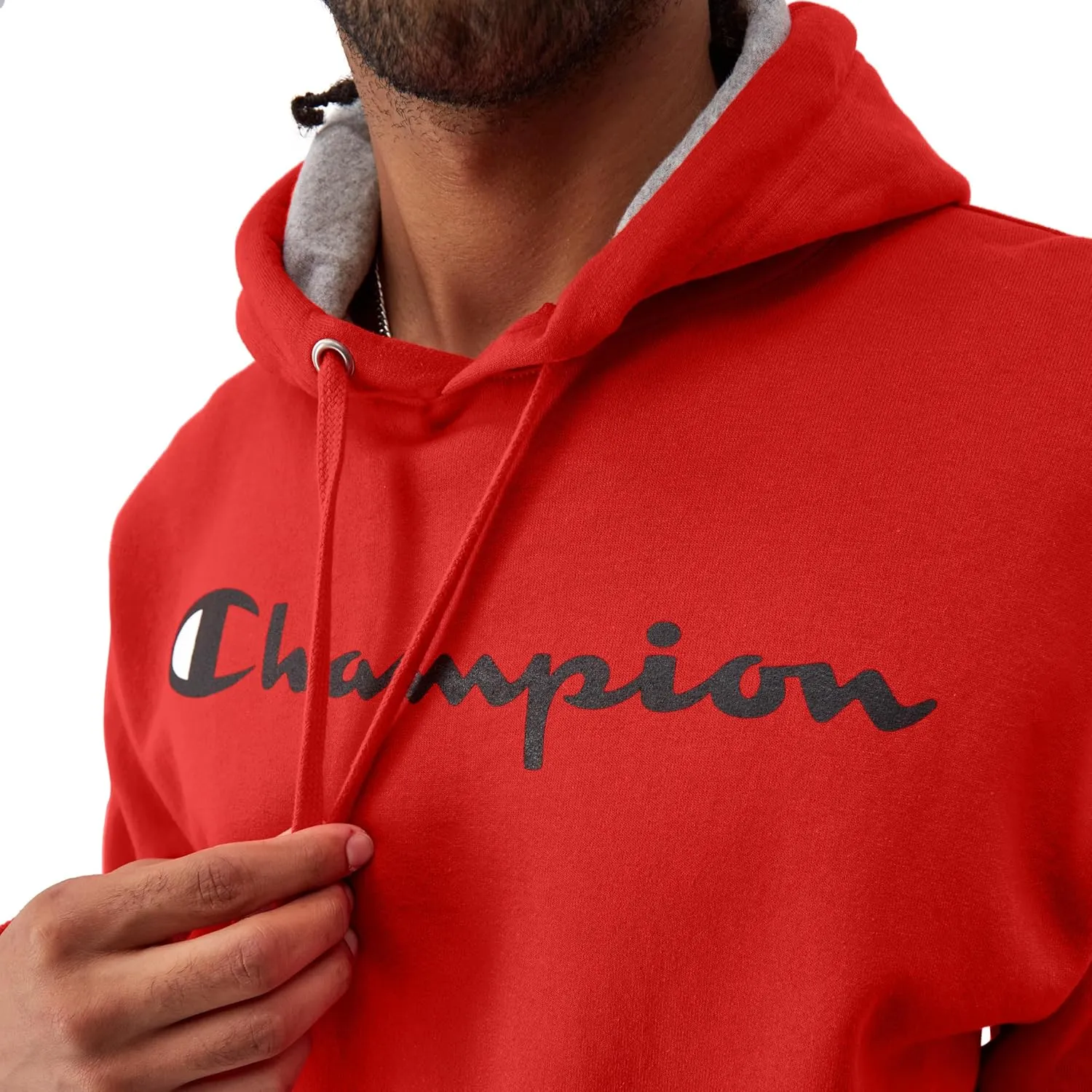 Champion Men's Powerblend Fleece Hoodie Sweatshirt with Script Logo (Regular and Big & Tall)