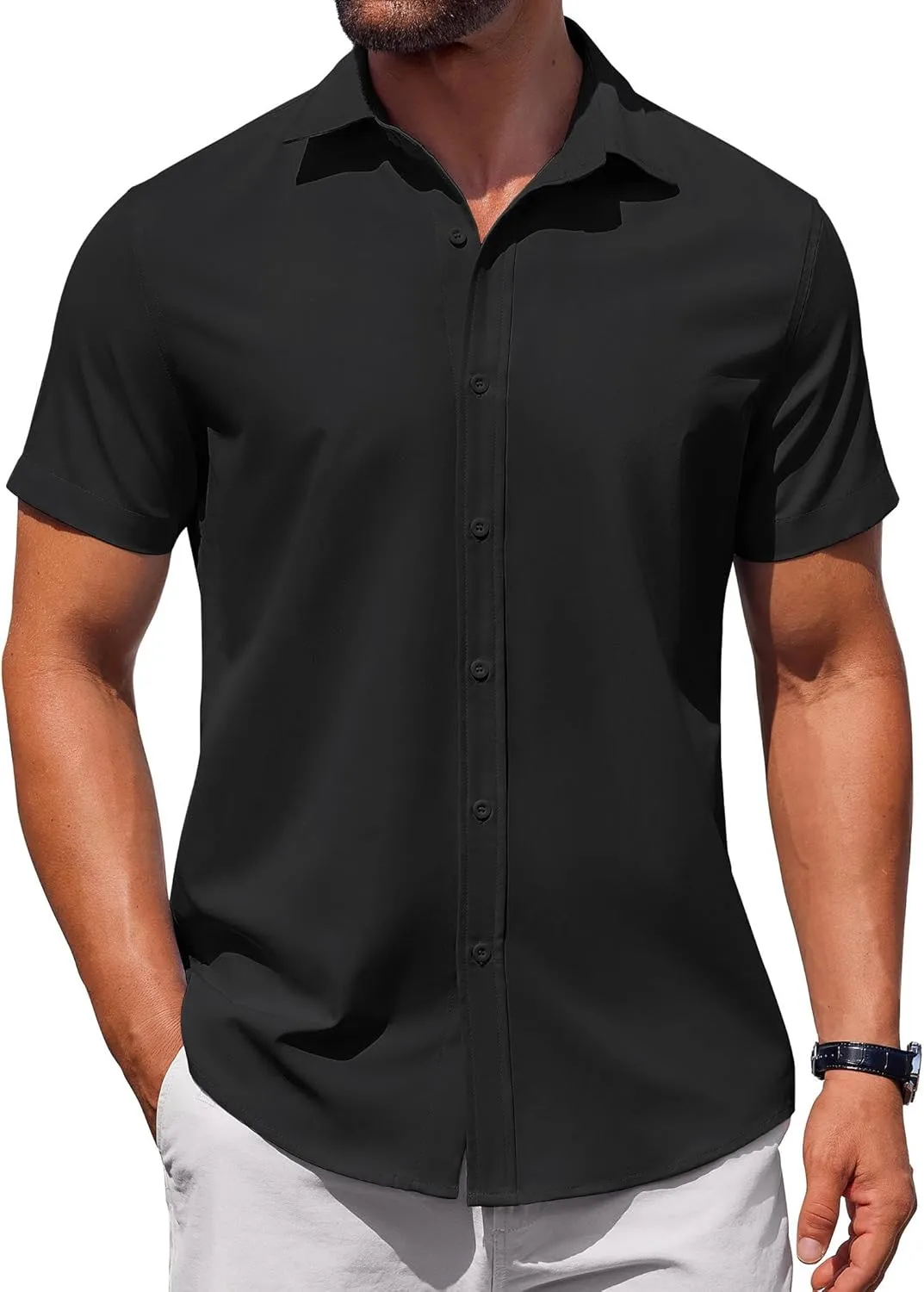 COOFANDY Men's Button Down Shirt Short Sleeve Casual Shirt for Men Summer Business Casual Dress Shirt
