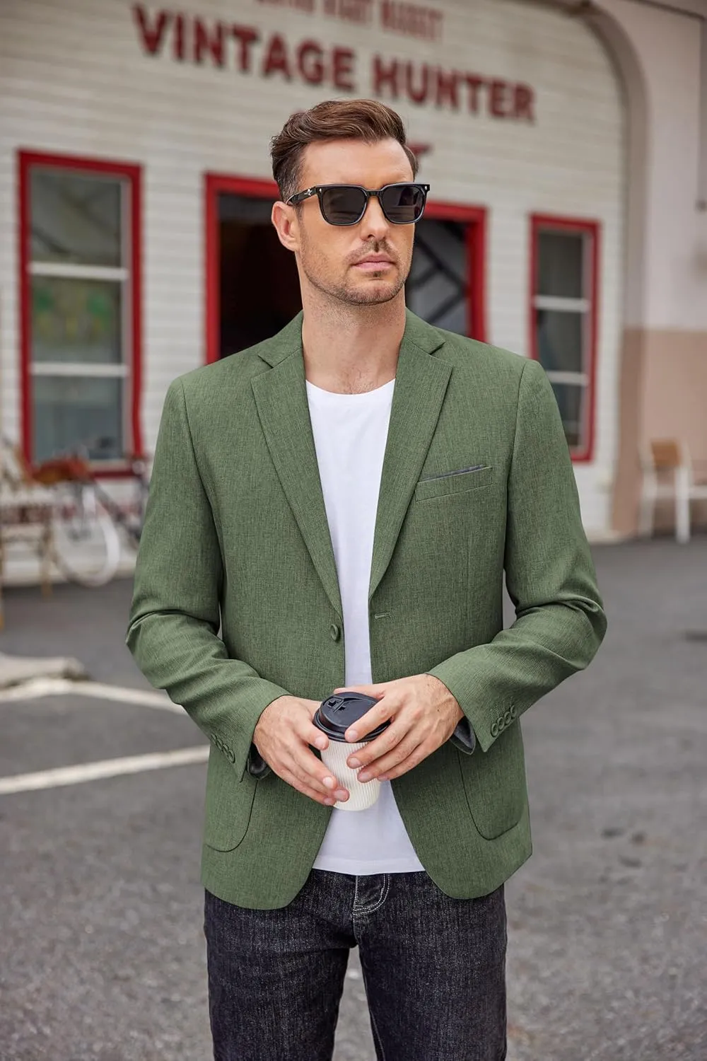 COOFANDY Men's Casual Blazer Two Button Sport Coats Lightweight Printed Lining Suit Jacket