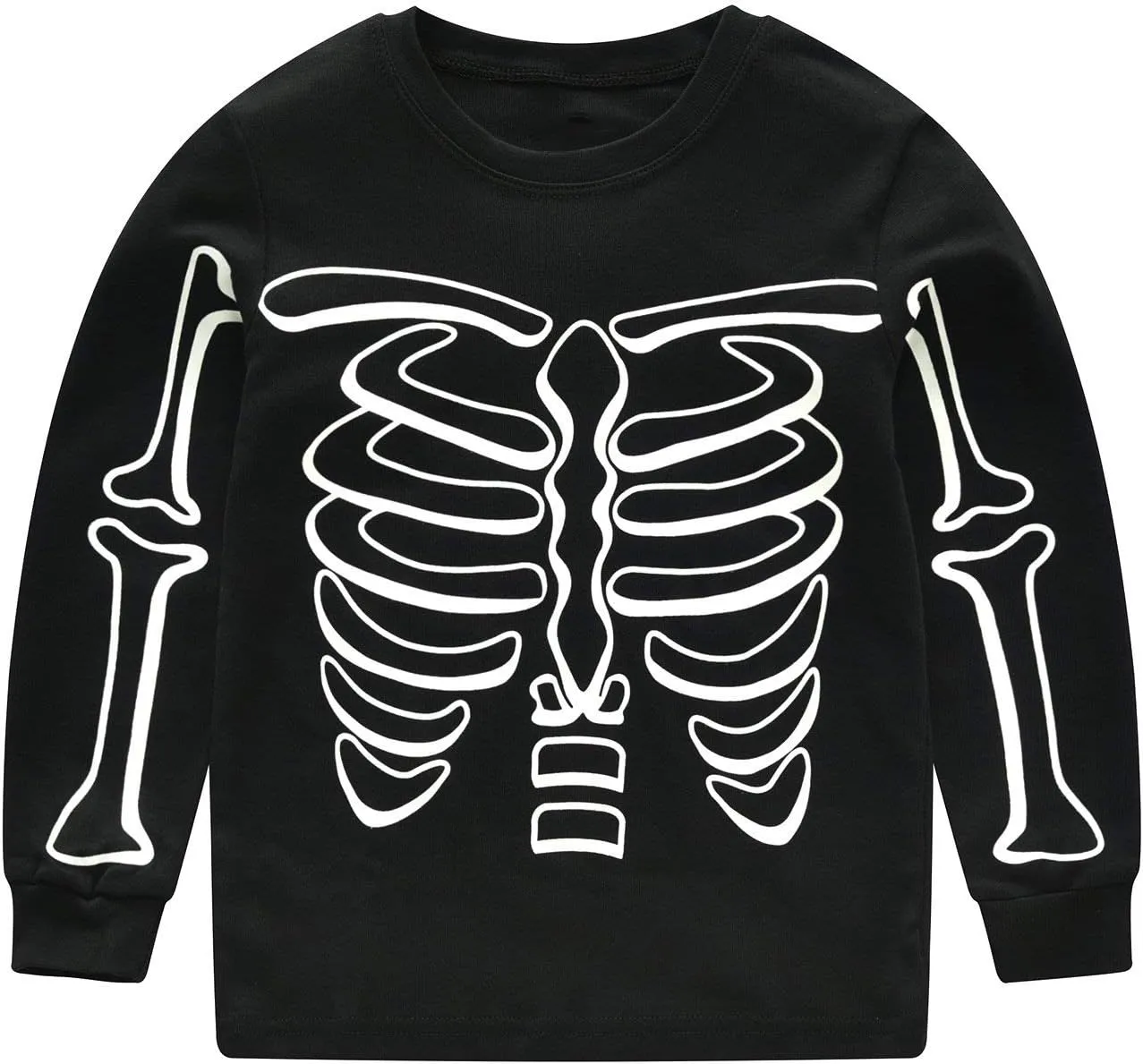 DDSOL Kids Pajamas For Boys Skeleton Glow-in-The-Dark Cotton Sleepwear Toddler Clothes Halloween Pumpkin Outfit