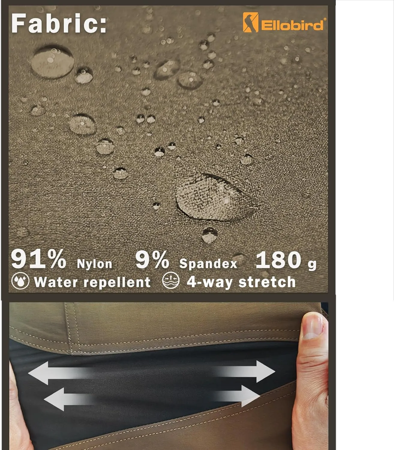 Ellobird Construction Work Pants for Men Summer Cargo 4 Way Stretch Relaxed Fit Water Repellent Double Knee Work Utility