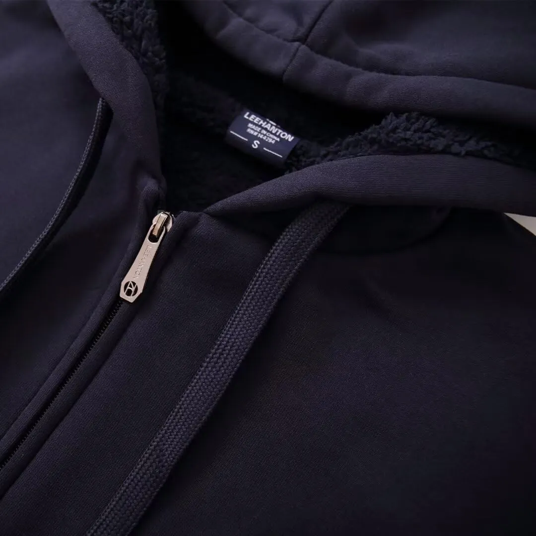 Heavyweight Sherpa Mens Zip Up Hoodie Thick Fleece Full-Zip Winter Hooded Jacket Fashion Pullover Sweatshirt