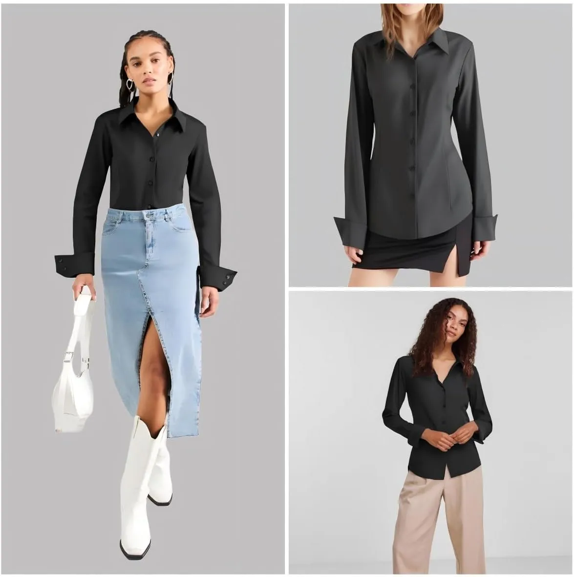HOTOUCH Women's Button Down Shirts Long Sleeve Button-up Dress Shirt Fitted Business Collared Work Office Suit Blouses
