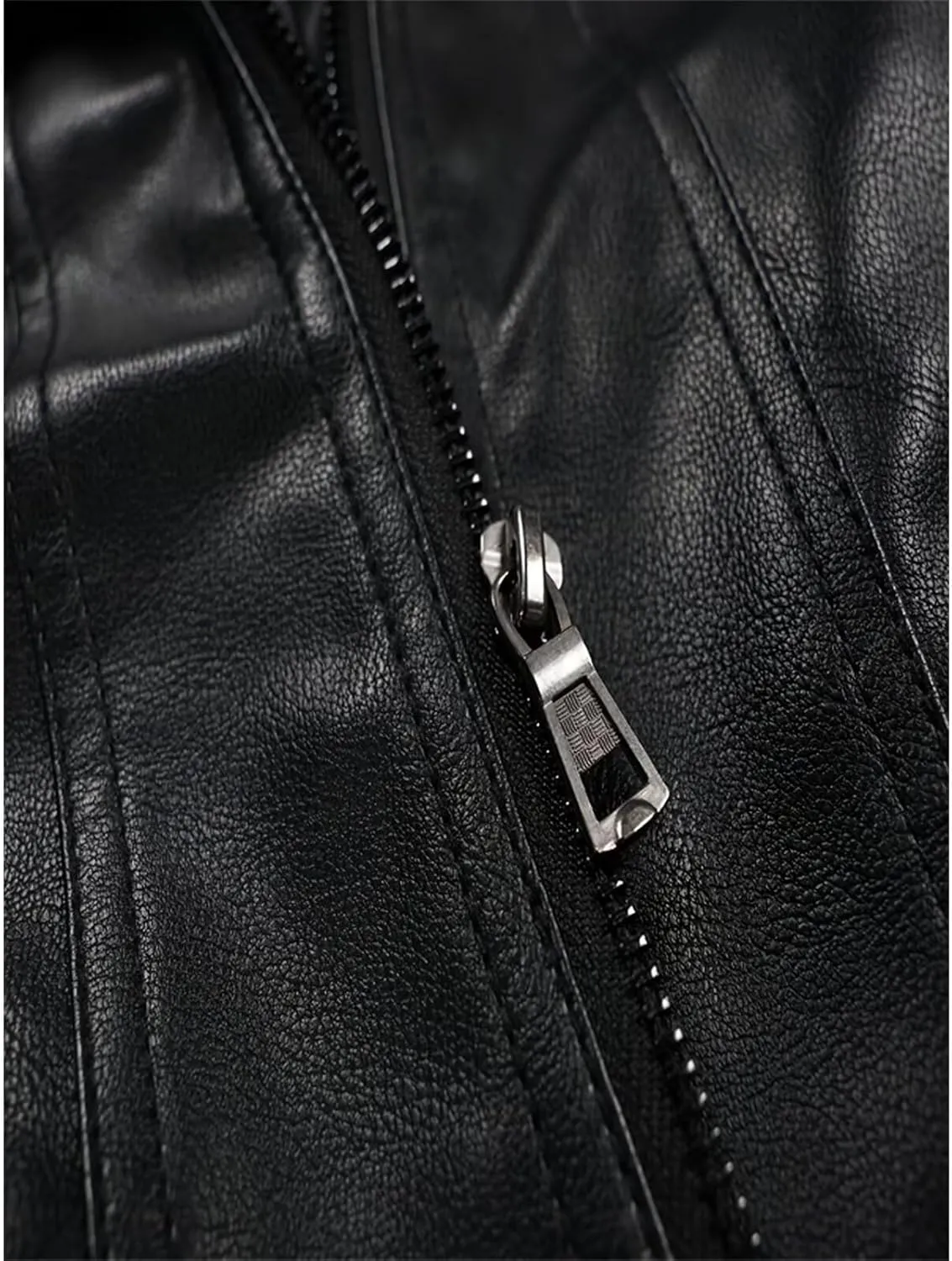 INVACHI Men's Faux Leather Motorcycle Jacket with Removable Hood Windproof Vintage PU Biker Bomber Coat