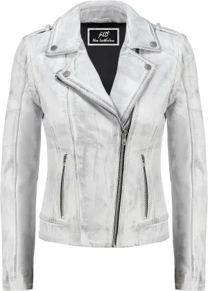 Jild Biker Style Vintage Leather Jacket Women - Casual Fashion Motorcycle Zip-Up Lightweight Coat Collar Women Leather Jacket