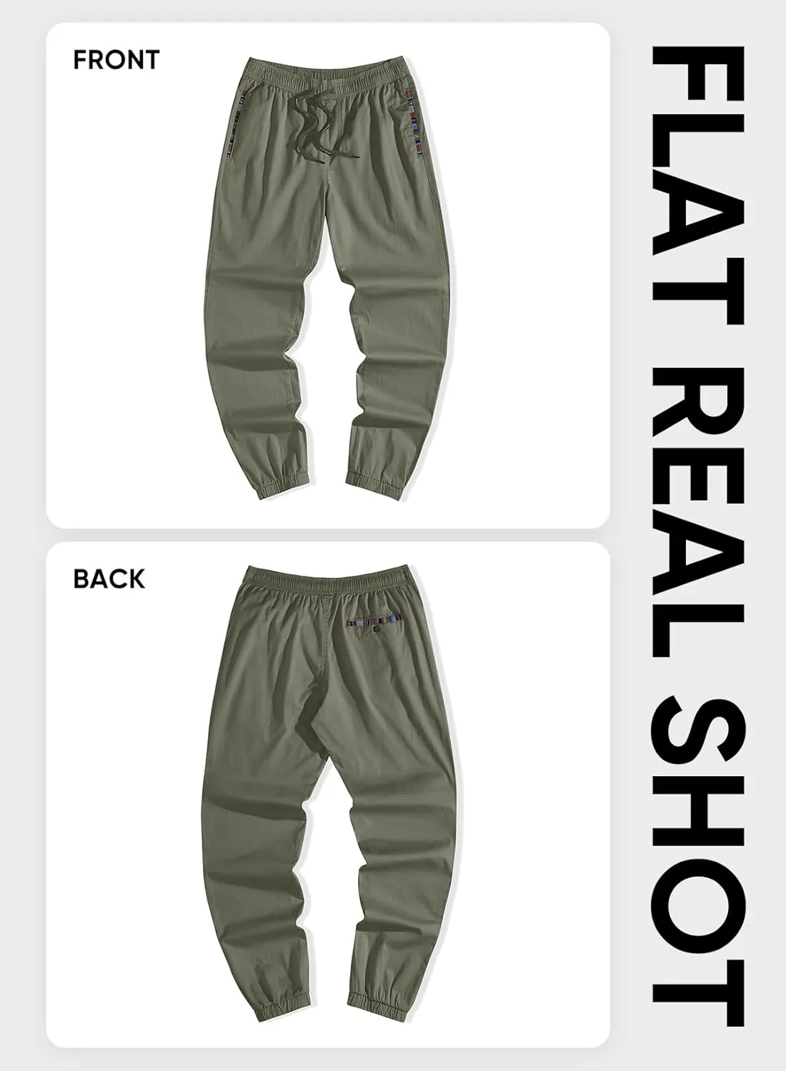 JMIERR Men's Casual Chino Joggers Pants Cotton Twill Elastic Drawstring Waist Tapered Pants with Pockets