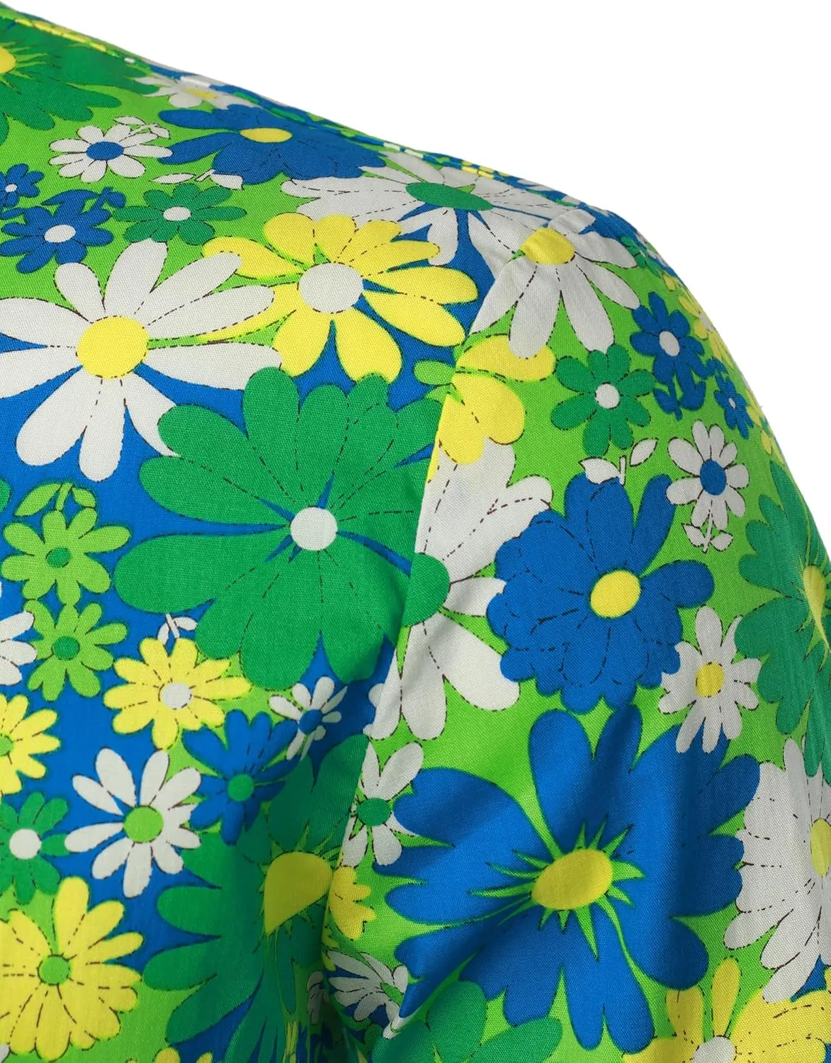 JOGAL Mens 70s Floral Dress Shirt Long Sleeve Printed Casual Button Down Shirts