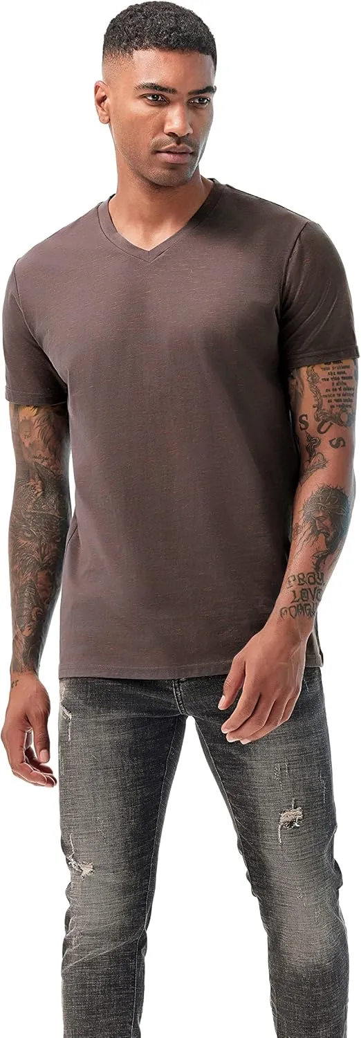 KLIEGOU Men's V Neck T Shirts - Casual Stylish Fitted Stretch Tees for Men
