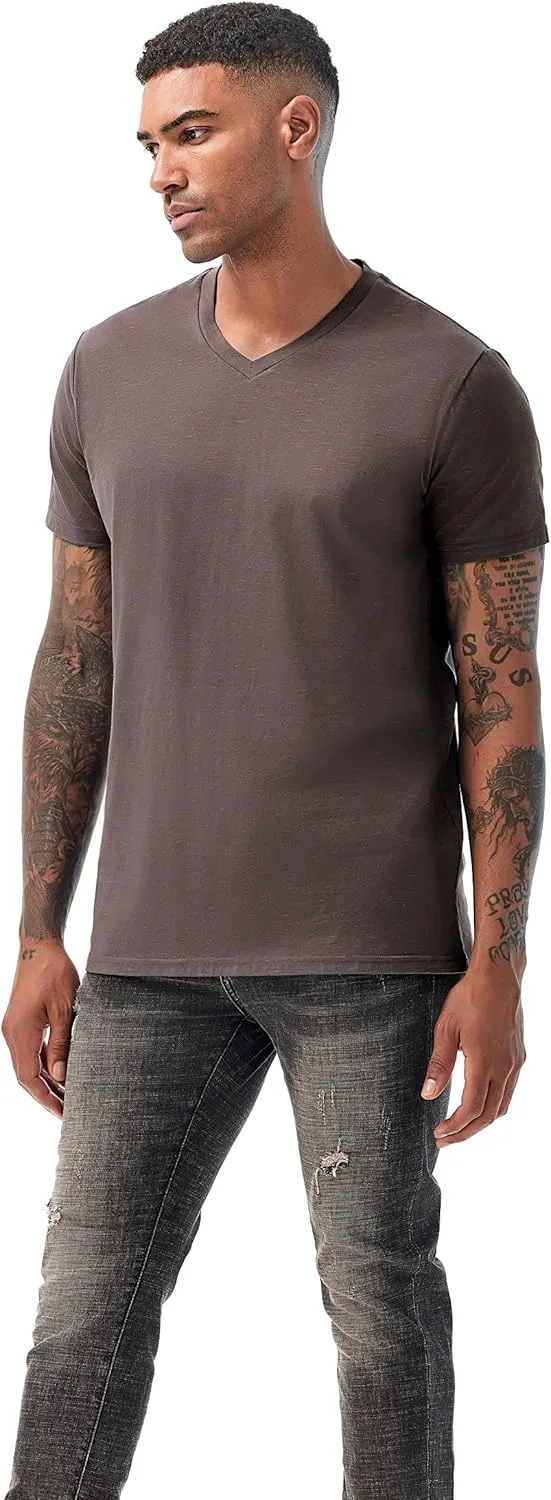 KLIEGOU Men's V Neck T Shirts - Casual Stylish Fitted Stretch Tees for Men