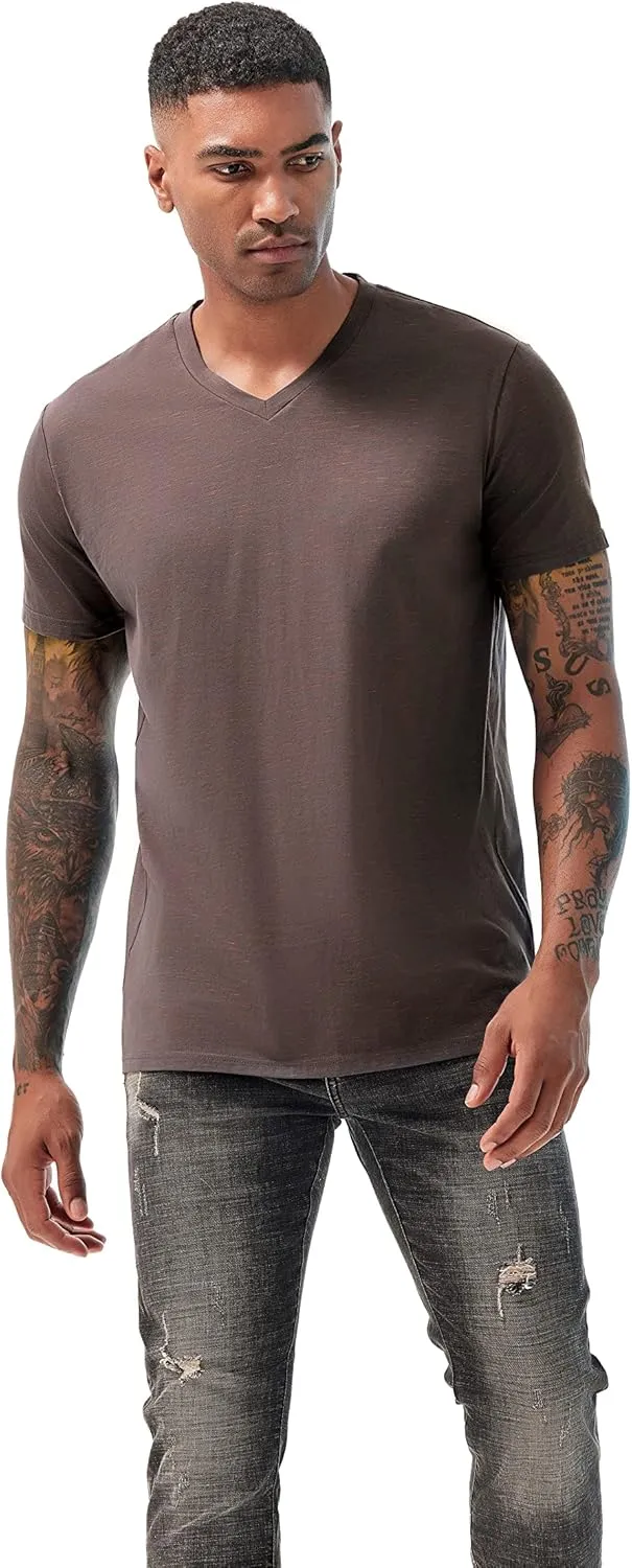 KLIEGOU Men's V Neck T Shirts - Casual Stylish Fitted Stretch Tees for Men