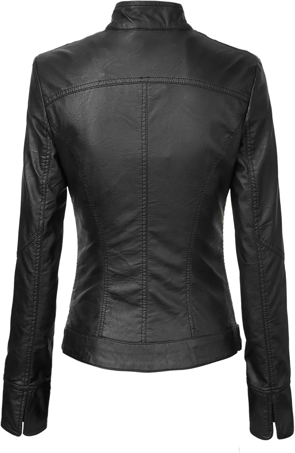 Lock and Love Slim Fit Stylish Vegan Leather Moto Jacket for Women - PU Biker Motorcycle Coat