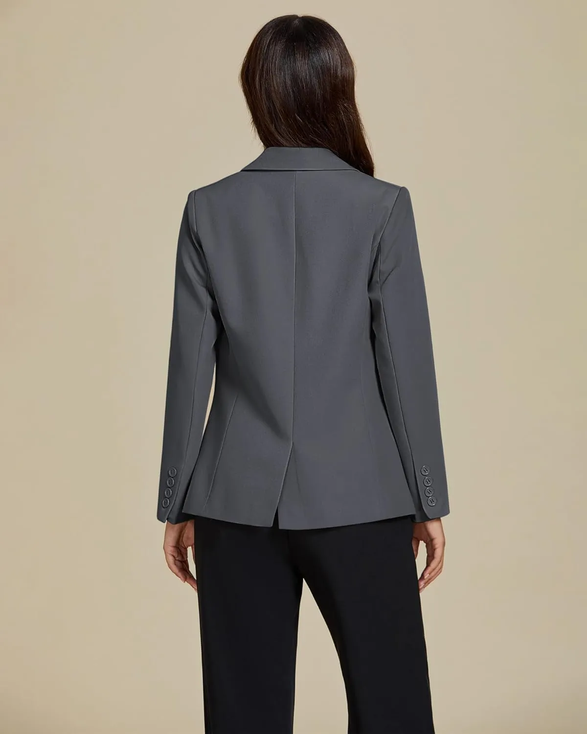 luvamia Dressy Blazers for Women Button Long Sleeve Lapel Business Casual Outfits Office Work Suit Blazer with Pockets