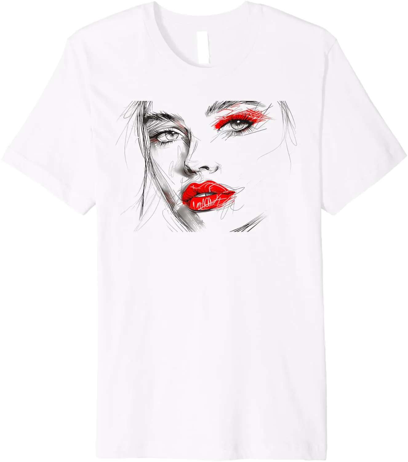 Makeup Artist Sketch Fashion Design Trendy Glam Woman Premium T-Shirt