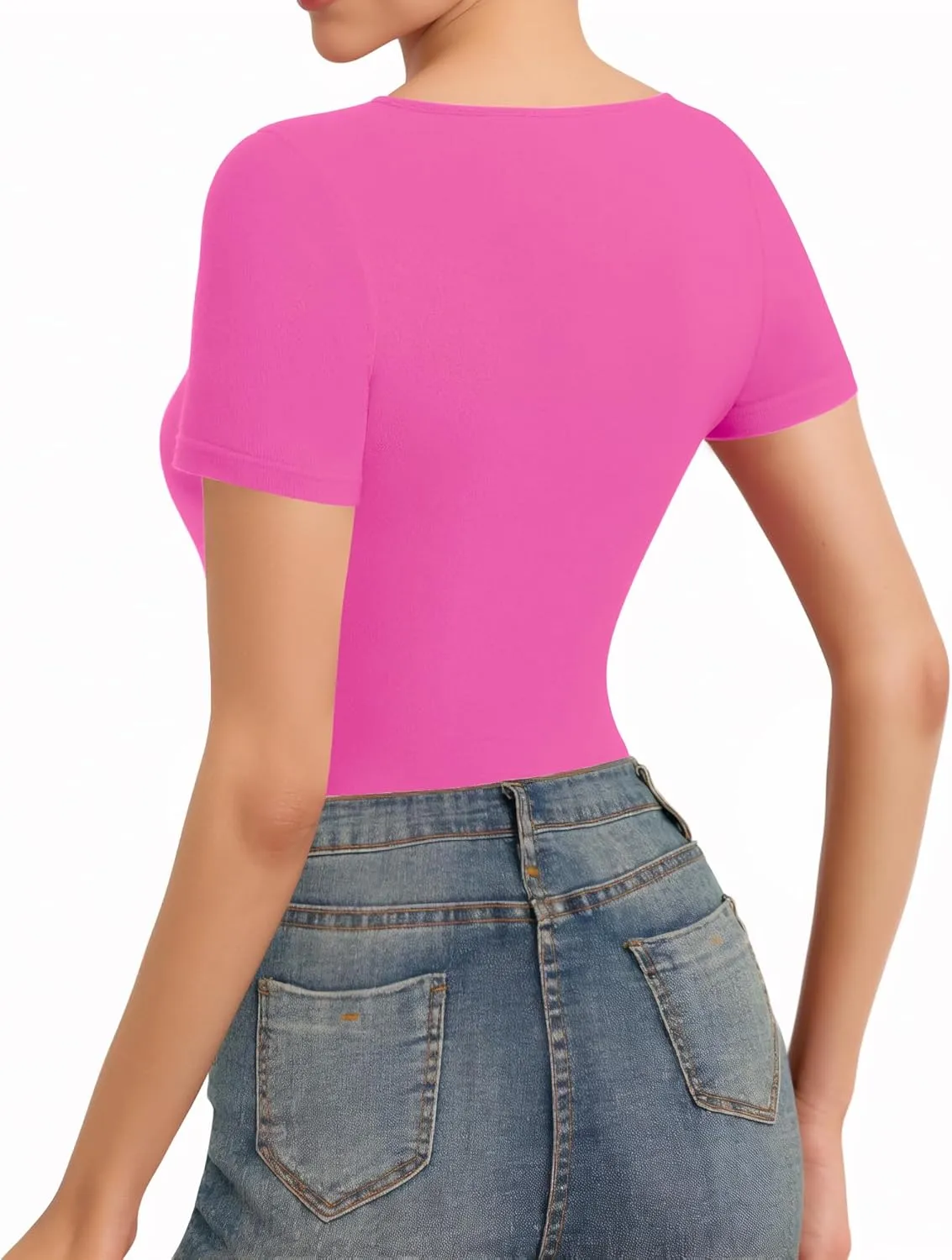 MANGOPOP Women's Cross Wrap Ruched Plunge Sexy Deep V Neck Slim Fit Long Short Sleeve T Shirt Tunic Tops Tee