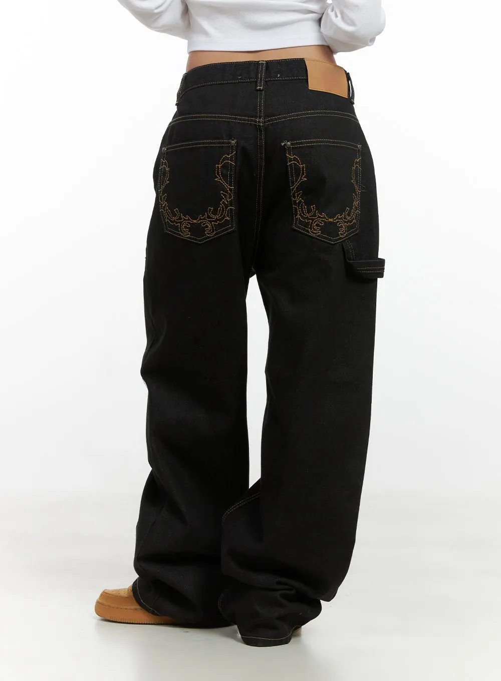 Mara Relaxed Fit Pocketed Cotton Wide Leg Jeans CS426
