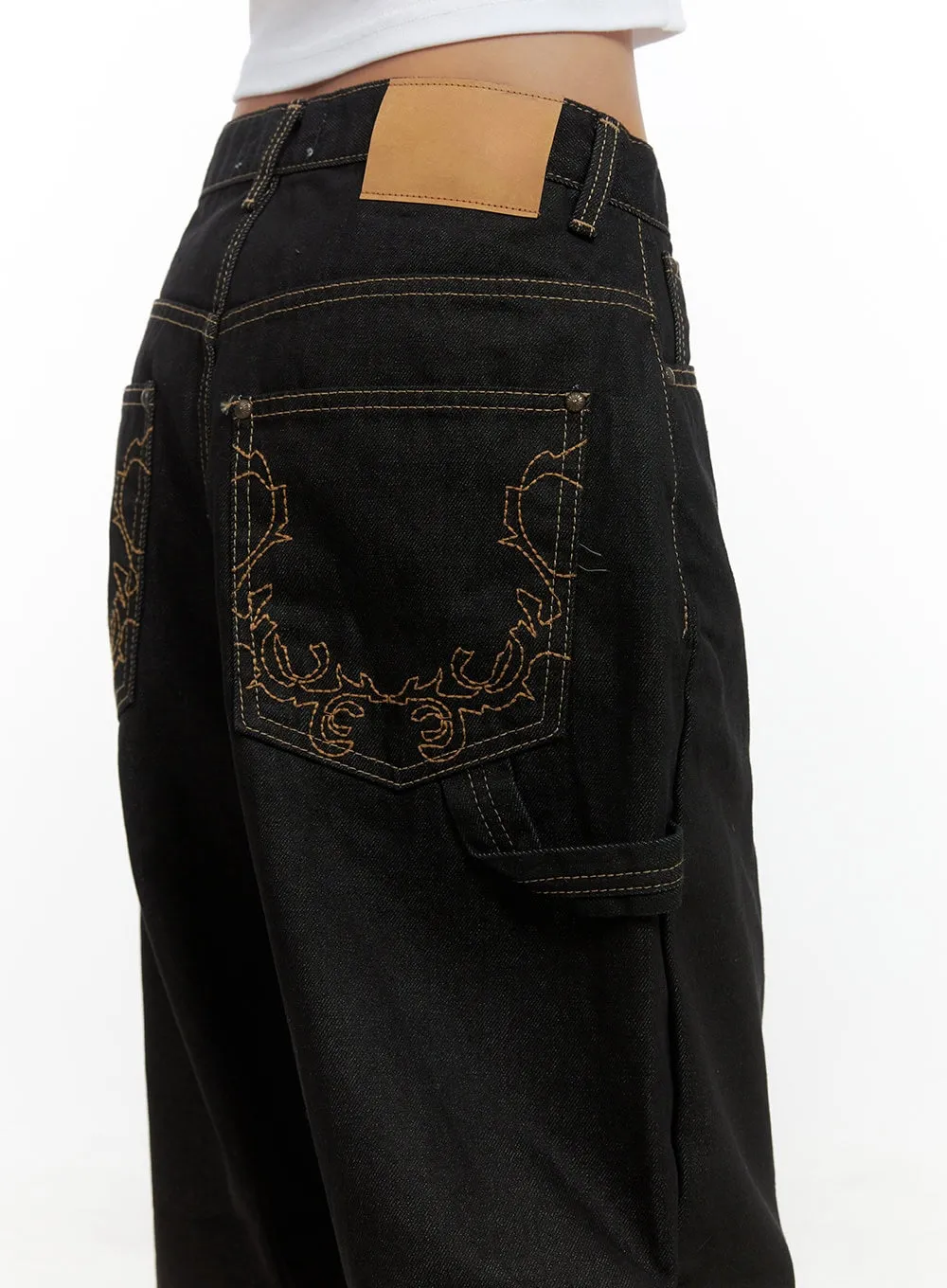 Mara Relaxed Fit Pocketed Cotton Wide Leg Jeans CS426