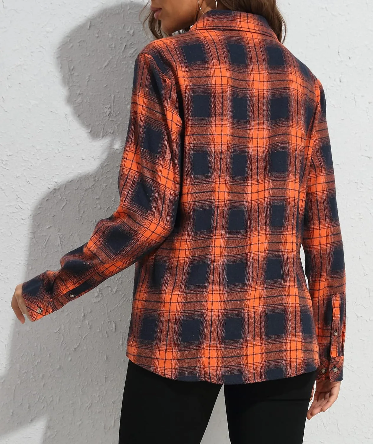MARZXIN Plaid Flannel Shirt for Women Oversized Long Sleeve Button Down Shirts Casual Loose Blouse Tops