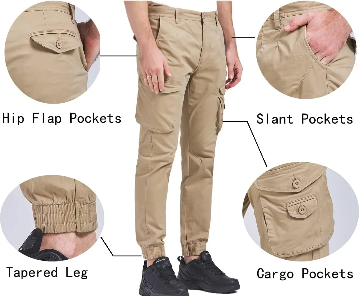 Men's Cargo Joggers Work Camo Chino Utility Combat Pants Trousers with Multi Pockets for Fall and Winter