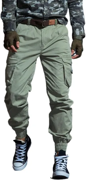 Men's Cargo Joggers Work Camo Chino Utility Combat Pants Trousers with Multi Pockets for Fall and Winter