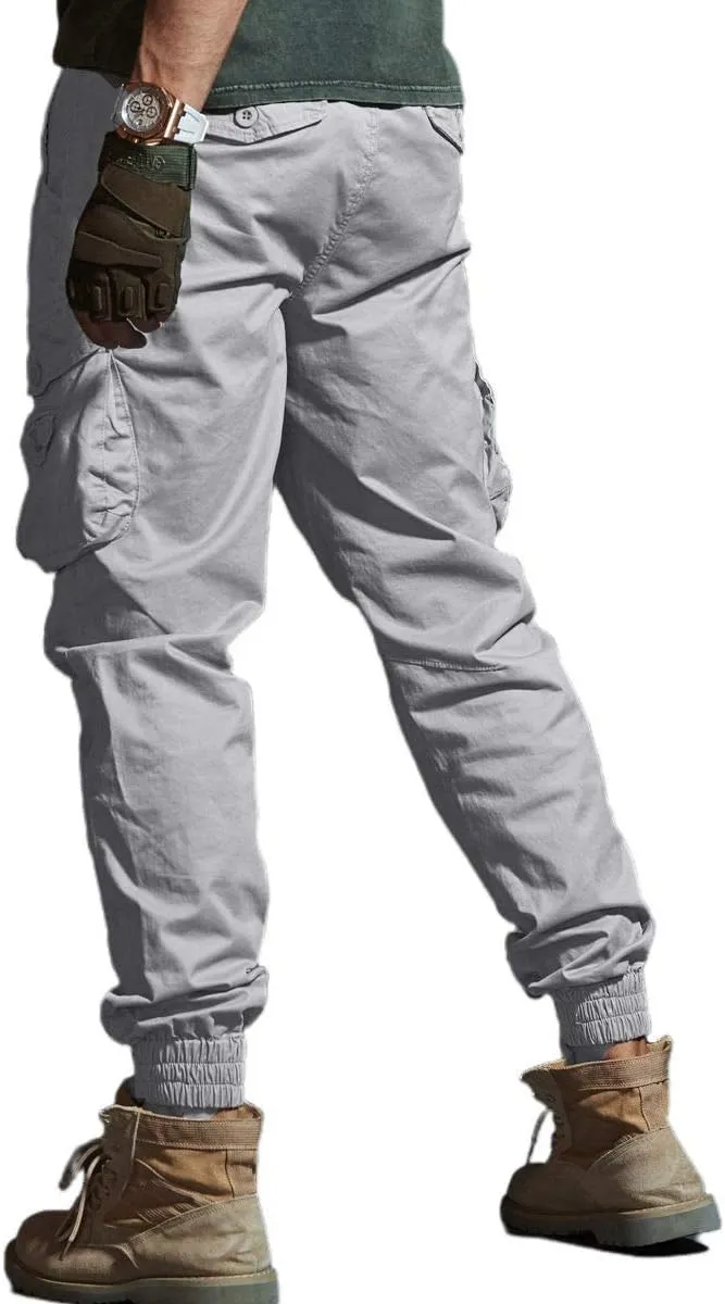 Men's Cargo Joggers Work Camo Chino Utility Combat Pants Trousers with Multi Pockets for Fall and Winter