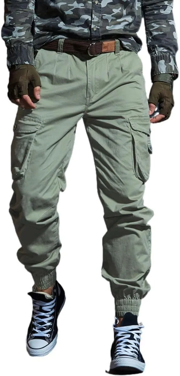 Men's Cargo Joggers Work Camo Chino Utility Combat Pants Trousers with Multi Pockets for Fall and Winter