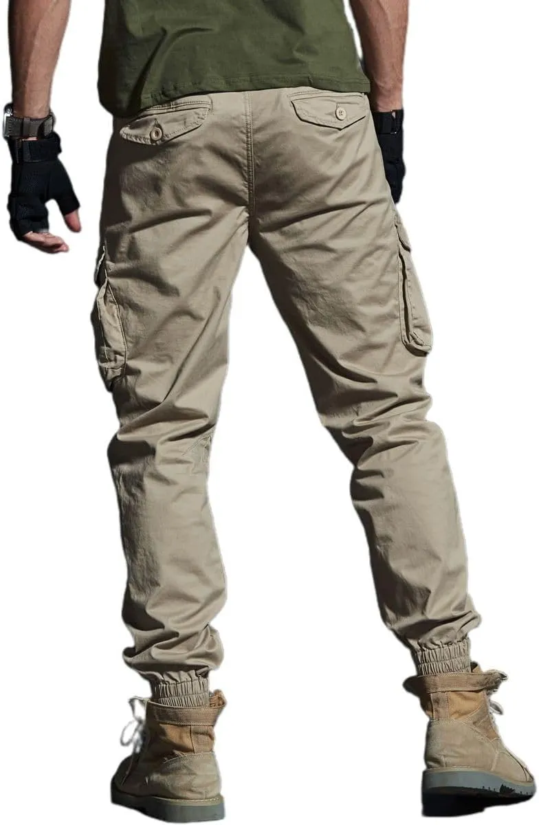 Men's Cargo Joggers Work Camo Chino Utility Combat Pants Trousers with Multi Pockets for Fall and Winter