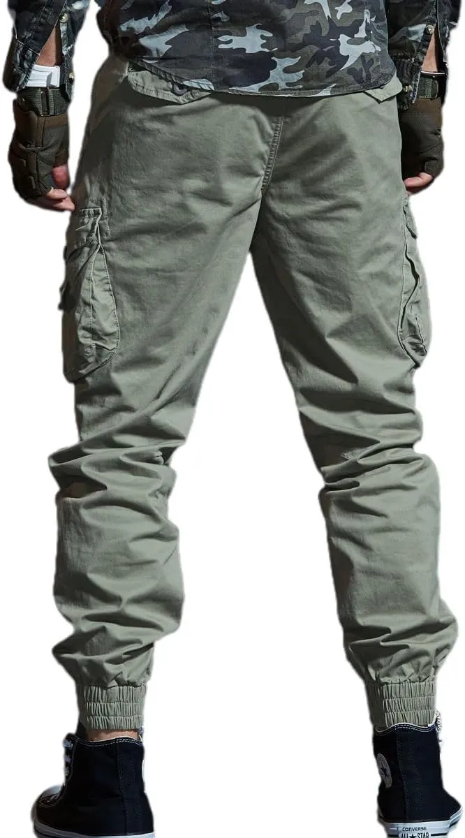 Men's Cargo Joggers Work Camo Chino Utility Combat Pants Trousers with Multi Pockets for Fall and Winter