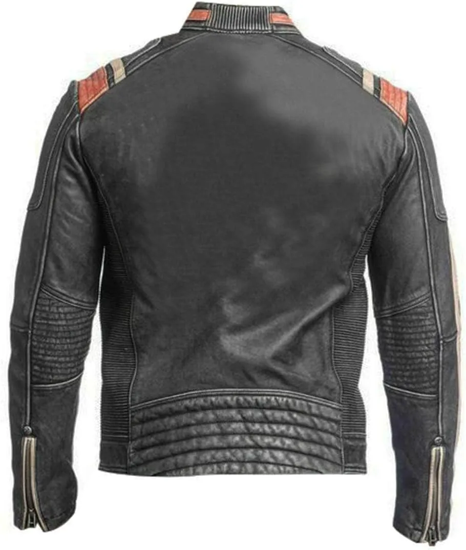 Mens Vintage Motorcycle Distressed Retro Biker Leather Jacket
