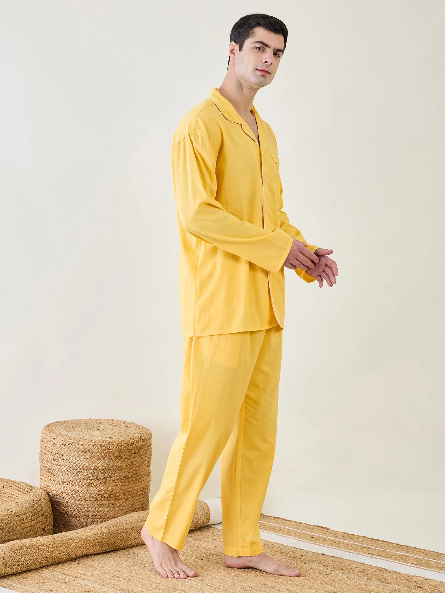 Mens Yellow Classic Pyjama Set