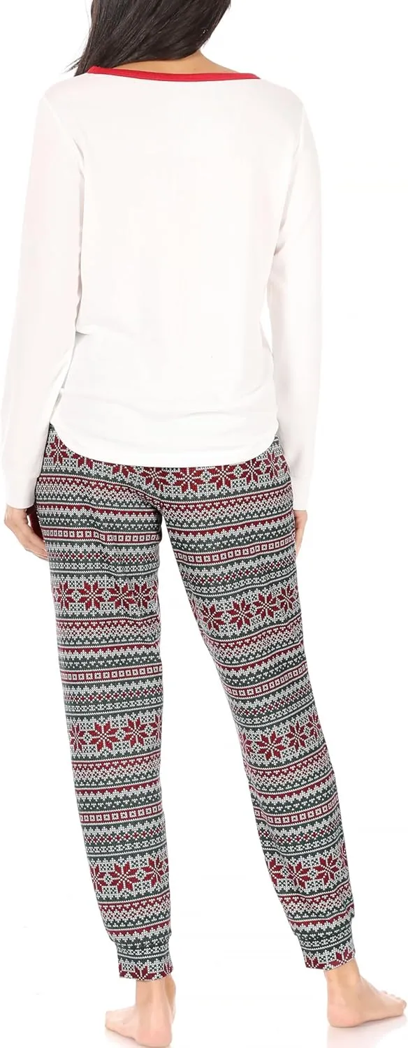 Rae Dunn Womens Sleepwear, Long Sleeve Top and Joggers Lounge Sets for Women, Two Piece Matching Pajama Set for Ladies