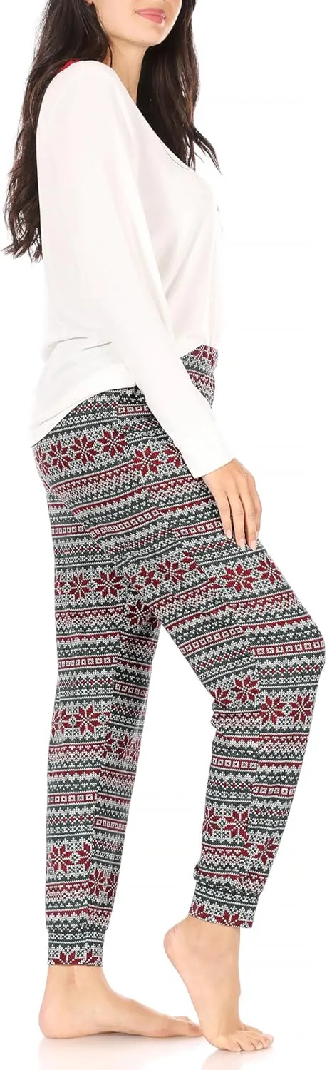 Rae Dunn Womens Sleepwear, Long Sleeve Top and Joggers Lounge Sets for Women, Two Piece Matching Pajama Set for Ladies