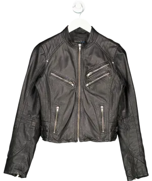 Rock'n Blue Black Vintage Leather Jacket UK 10