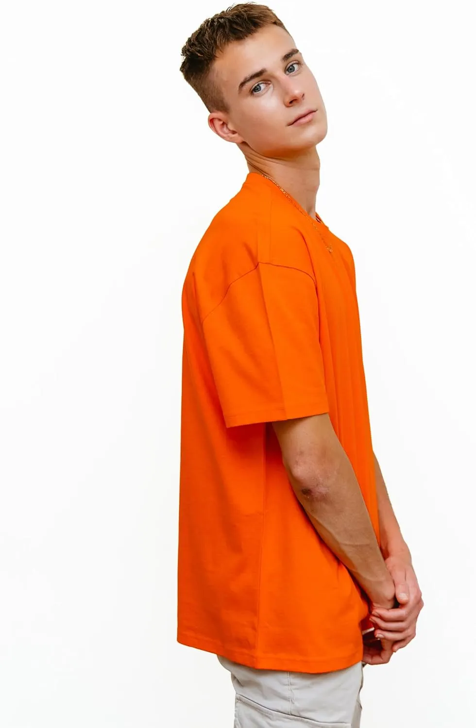 T-TAM Oversized T-Shirt for Women & Men - 100% Soft Cotton Crew Neck Short Sleeve - Printed Letter Basic Tee Shirt