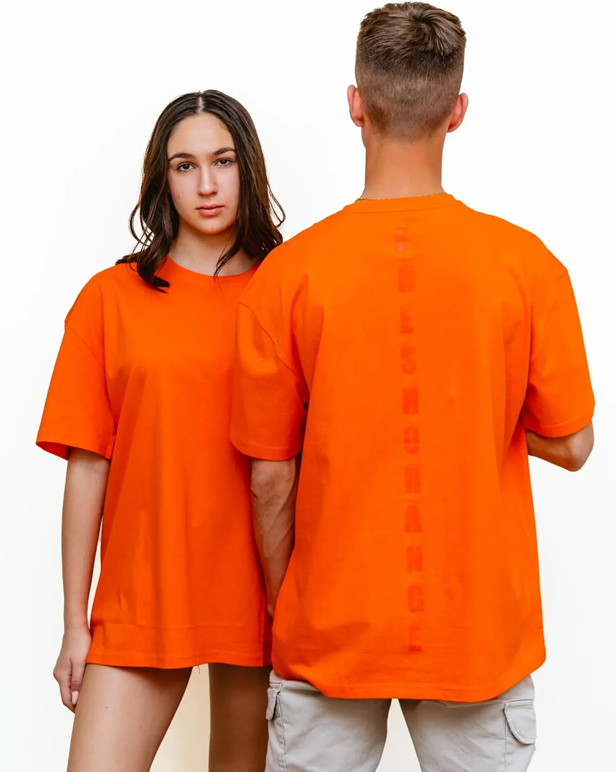 T-TAM Oversized T-Shirt for Women & Men - 100% Soft Cotton Crew Neck Short Sleeve - Printed Letter Basic Tee Shirt