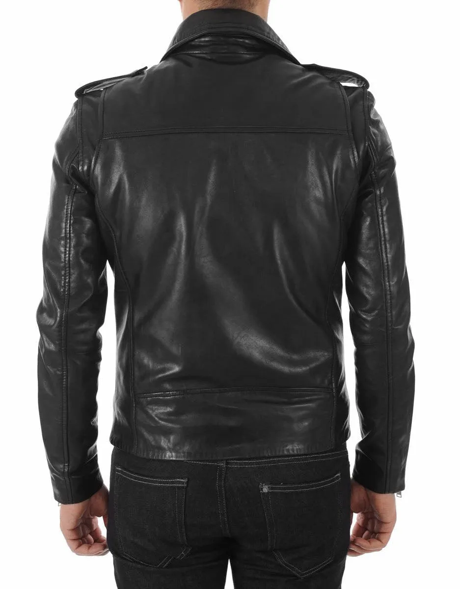 Titan Black Leather Biker Jacket