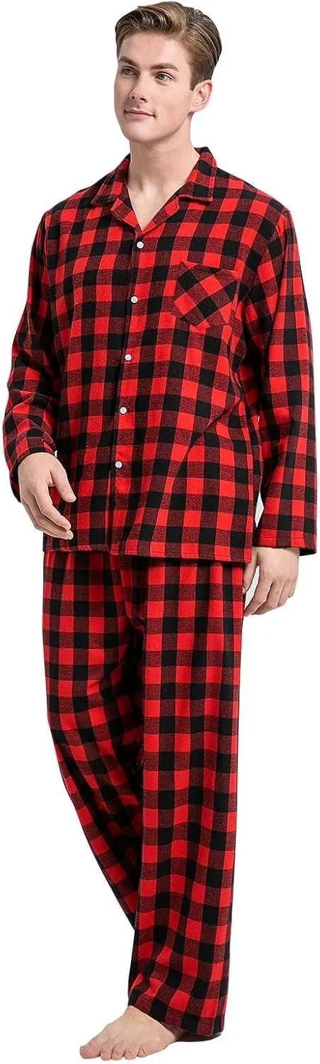 Umeyda Family Christmas Pjs Matching Sets Plaid Pajamas Long Sleeve Holiday Sleepwear Set for Adults Kids