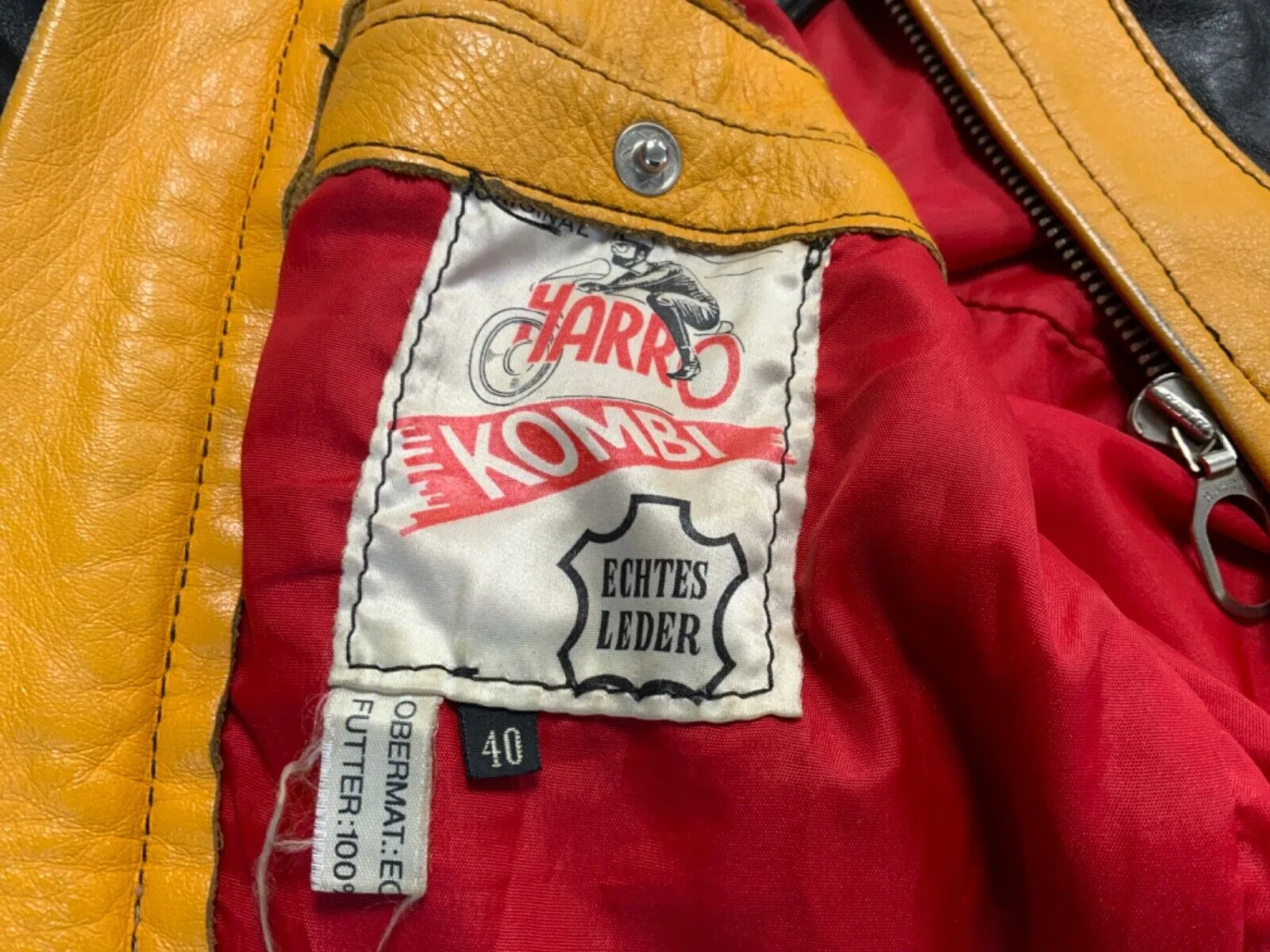 VTG HARRO LEATHER BIKER JACKET MULTI ZIP MOTORCYCLE ROCKER 34” XS