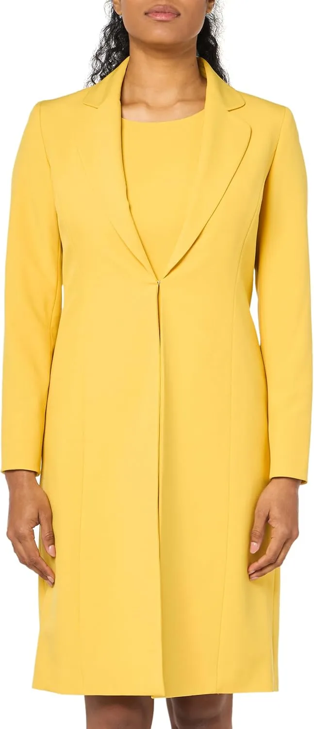 Women's Crepe Long Coat & Sheath Dress